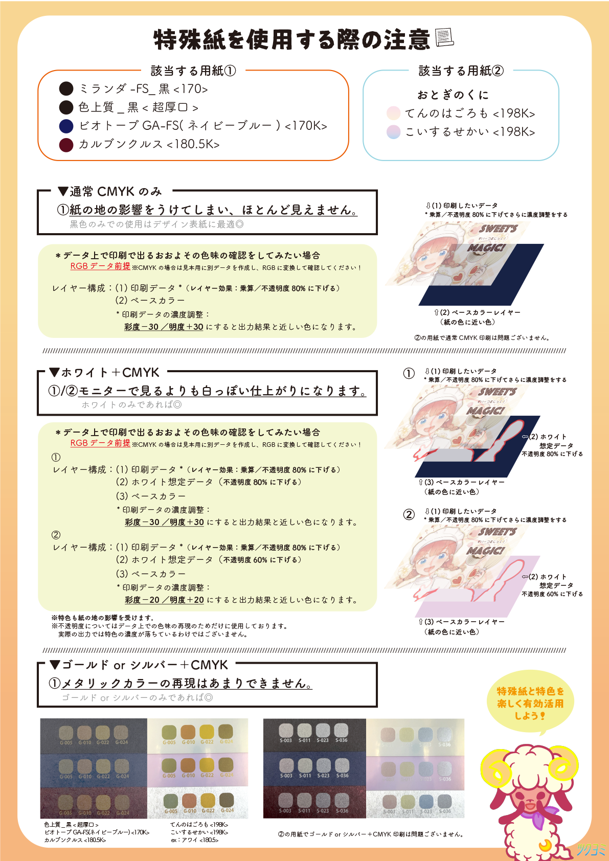 特殊紙を使用する際の注意